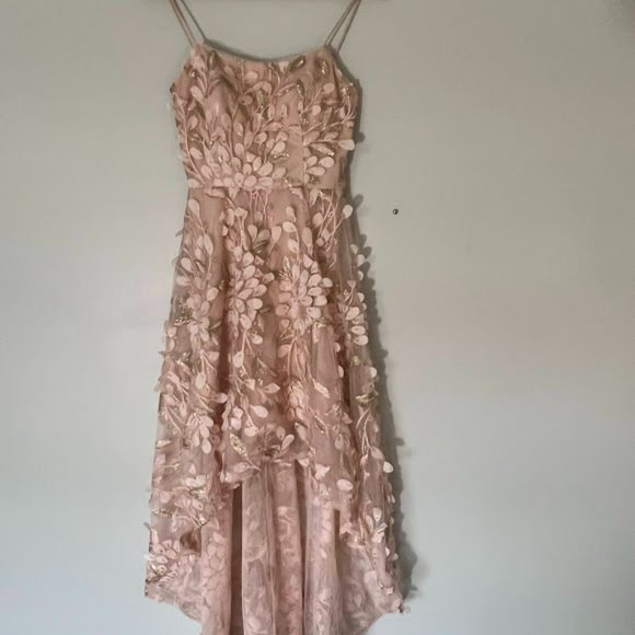 Floral-Appliqués High-Low Gown - Picture 4 of 12